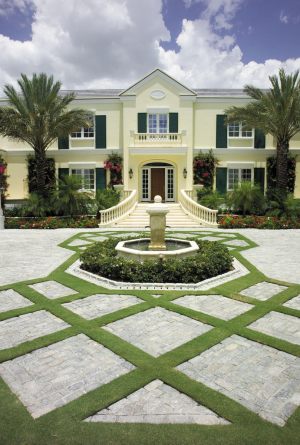Grass and Paver Driveway